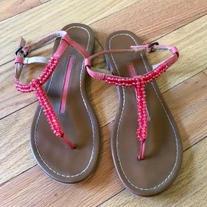 New Directions Pink Beaded Sandals